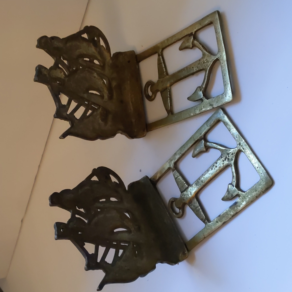 Vintage pair (2) of brass "Mayflower" bookends - Picture 3 of 5